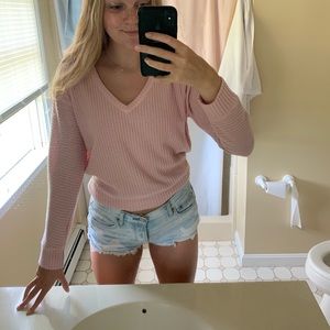 Baby pink hip length sweater